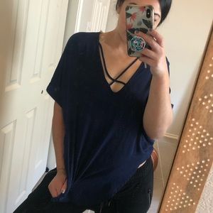 Navy blue sheer blouse